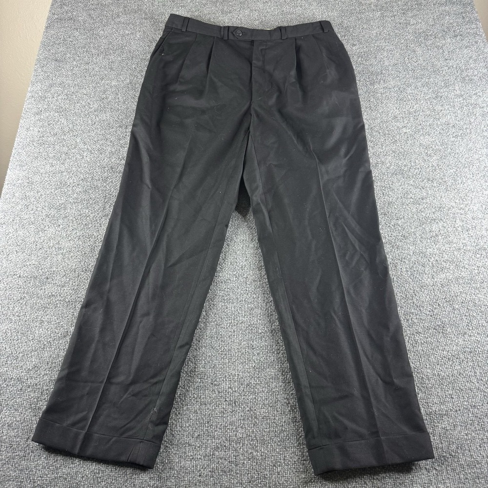 Ralph Lauren Pants Mens 38x32 Black Wool Cashmere Pleated Dress Formal